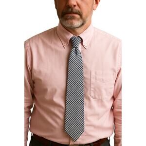 Brooks Brothers Blue White Stripe Tie Classic Mens Necktie XL Business